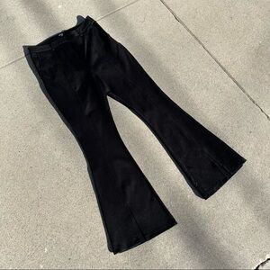 Poster Grl black knit slit detail flare side stripe pants